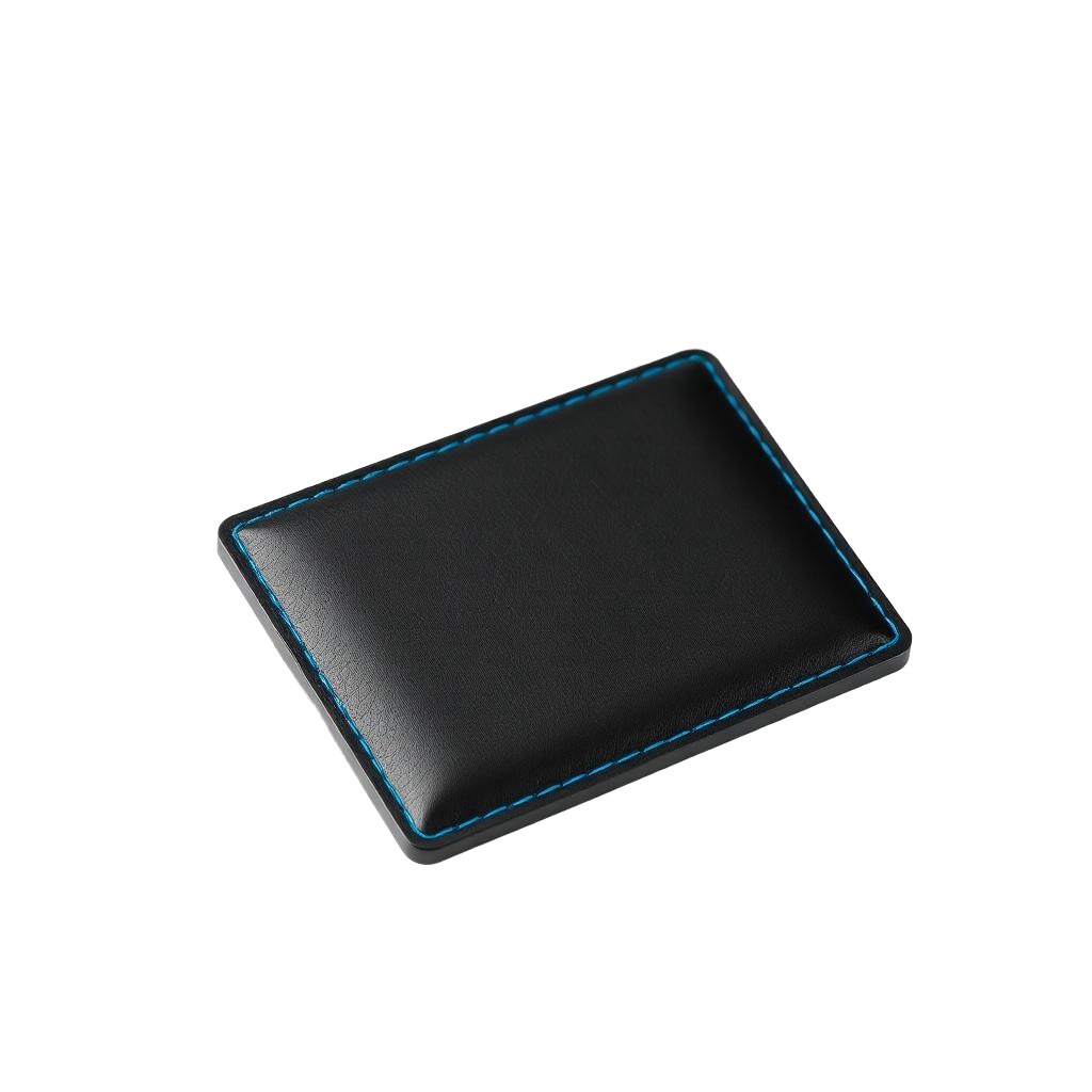 Billetera Tappo 1 en cuero negro, vista frontal